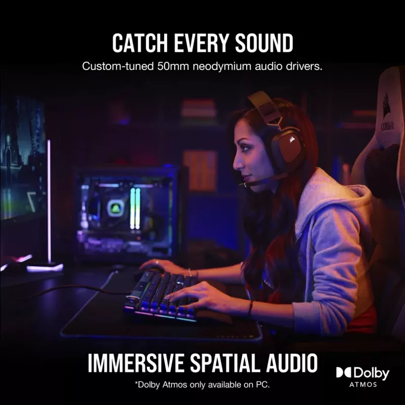 CORSAIR gamingheadset HS80 - draadloos - carbon