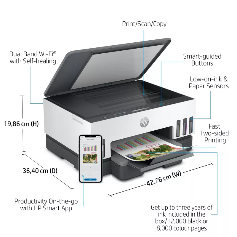 HP Smart Tank 7005 draadloze all-in-one kleurenprinter, dubbelzijdig printen; kopiëren, scannen