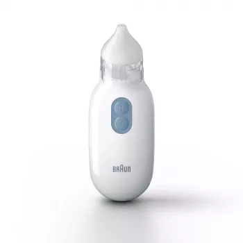 Elektrische neusaspirator BRAUN BNA 100 — op batterijen, instelbare zuigkracht, afneembare tuiten, wit