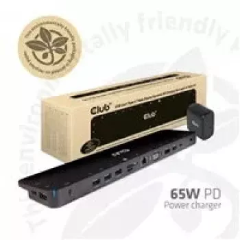 CLUB3D universele USB Gen1 Type-C triple display dynamic PD charging dock met 65 watt voeding (VGA, HDMI, DP, ETHERNET)