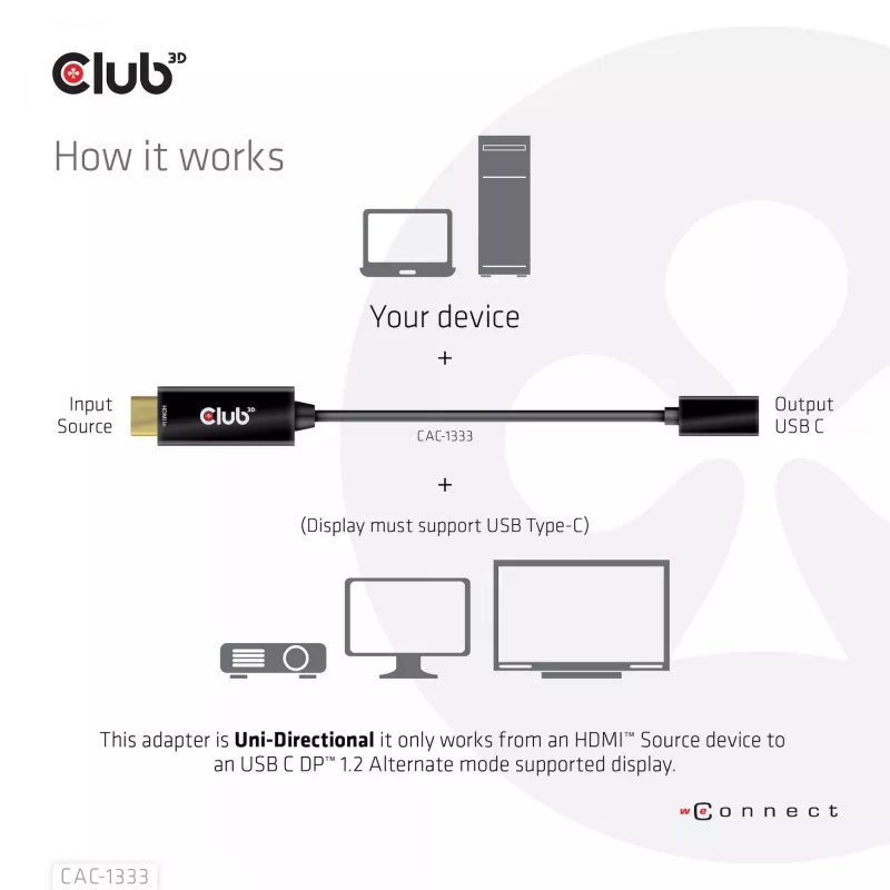 CLUB3D HDMI naar USB Type-C actieve adapter 4K60Hz M/F