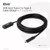 Club 3D CAC-1536 USB 3.2 Gen2 Type-C naar Type-A verlengkabel, 10 Gbps, male/female, 5 m, zwart