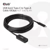 Club 3D CAC-1536 USB 3.2 Gen2 Type-C naar Type-A verlengkabel, 10 Gbps, male/female, 5 m, zwart
