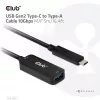 Club 3D CAC-1536 USB 3.2 Gen2 Type-C naar Type-A verlengkabel, 10 Gbps, male/female, 5 m, zwart