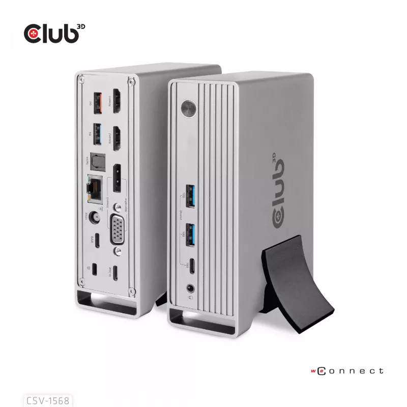 Dockingstation CLUB3D CSV-1568 metalen behuizing USB Gen2 Type-C USB Gen2 Type-A HDMI DP VGA RJ45 120W