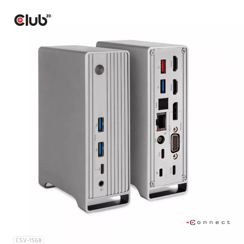 Dockingstation CLUB3D CSV-1568 metalen behuizing USB Gen2 Type-C USB Gen2 Type-A HDMI DP VGA RJ45 120W