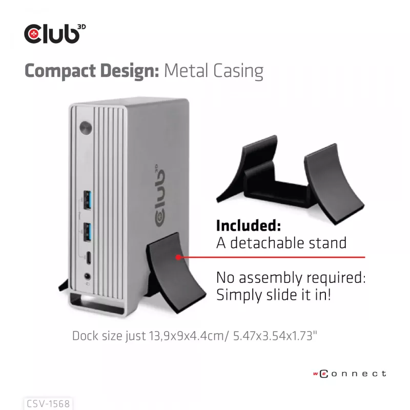 Dockingstation CLUB3D CSV-1568 metalen behuizing USB Gen2 Type-C USB Gen2 Type-A HDMI DP VGA RJ45 120W