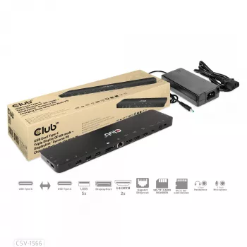CLUB3D USB Gen1 Type-C triple display DP Alt Mode Displaylink dynamic PD charging dock met 120-watt voeding