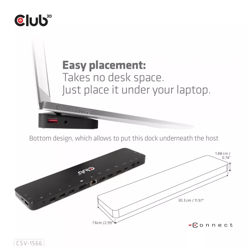 CLUB3D USB Gen1 Type-C triple display DP Alt Mode Displaylink dynamic PD charging dock met 120-watt voeding