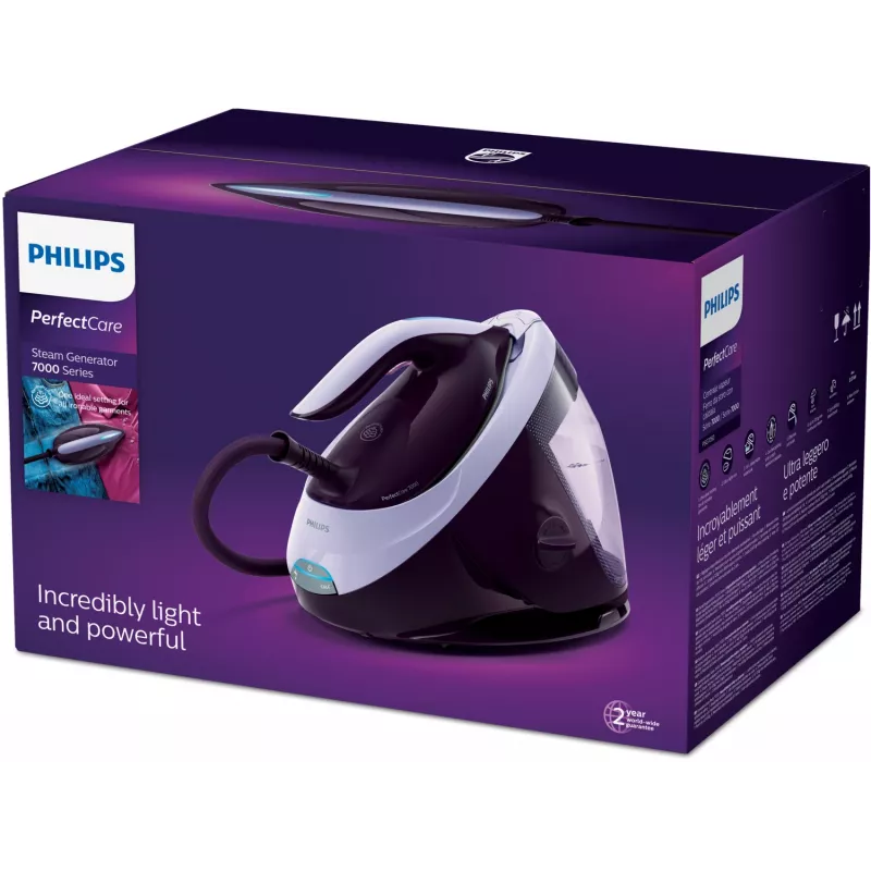 Philips PerfectCare PSG7050/30 stoomgenerator strijkijzer, 2100 W, waterreservoir van 1,8 l, 8 bar, 120 g/min continue stoom, 600 g/min stoomstoot, paars