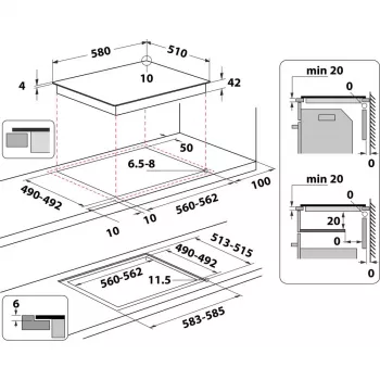 Inductiekookplaat WHIRLPOOL AKT 801/NE — 4 zones 60 cm, touchbediening, zwarte glaskeramiek