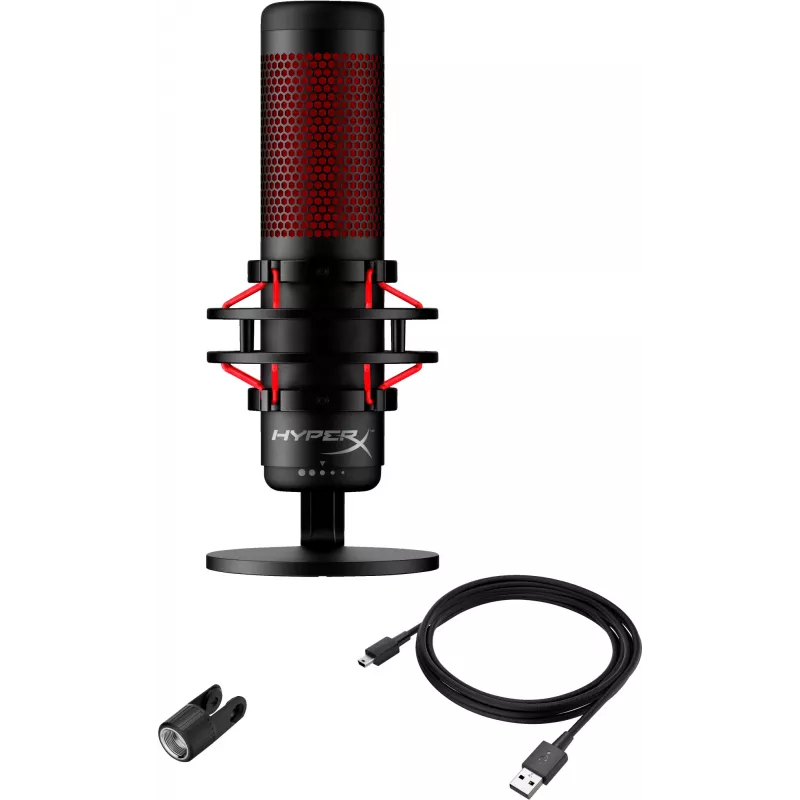 HyperX QuadCast - USB-microfoon (zwart-rood) - rode verlichting