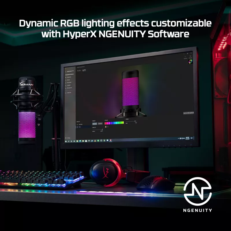HyperX QuadCast S - USB-microfoon (zwart-grijs) - RGB-verlichting
