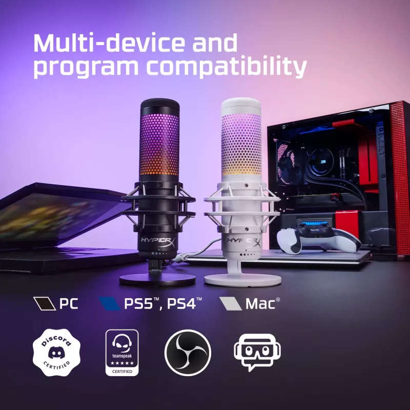 HyperX QuadCast S - USB-microfoon (zwart-grijs) - RGB-verlichting