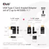 USB Type-C Gen2 haakse adapterset, 2 stuks CLUB3D CAC-1528 — USB-C naar USB-C, ondersteunt 4K@120Hz