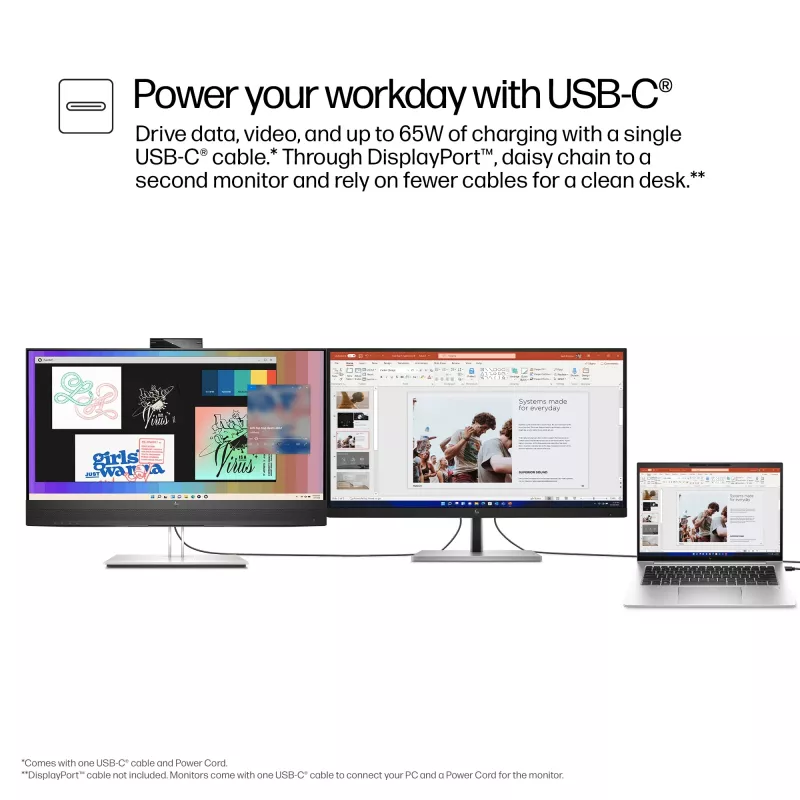 HP E-Series E27m G4 QHD USB-C conferentiemonitor, 68,6 cm (27 inch), 2560 x 1440 pixel, Quad HD, LCD, 5 ms, zwart
