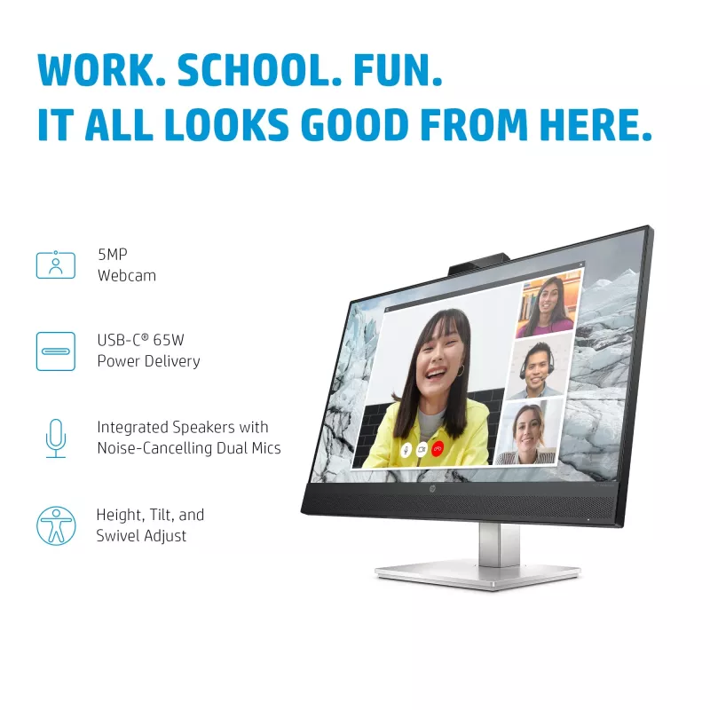 HP E-Series E27m G4 QHD USB-C conferentiemonitor, 68,6 cm (27 inch), 2560 x 1440 pixel, Quad HD, LCD, 5 ms, zwart