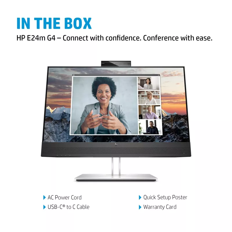 HP E24m G4 FHD USB-C conferentiemonitor, 60,5 cm (23,8 inch), 1920 x 1080 pixel, Full HD, LCD, 5 ms, zwart