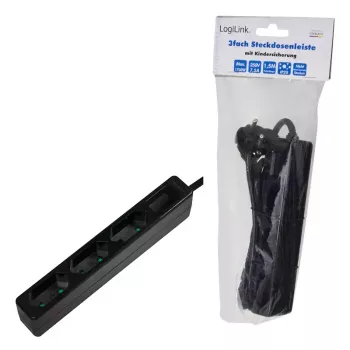 Verlengsnoer LogiLink LPS229B 1,5 m 3 AC-stopcontacten binnen zwart