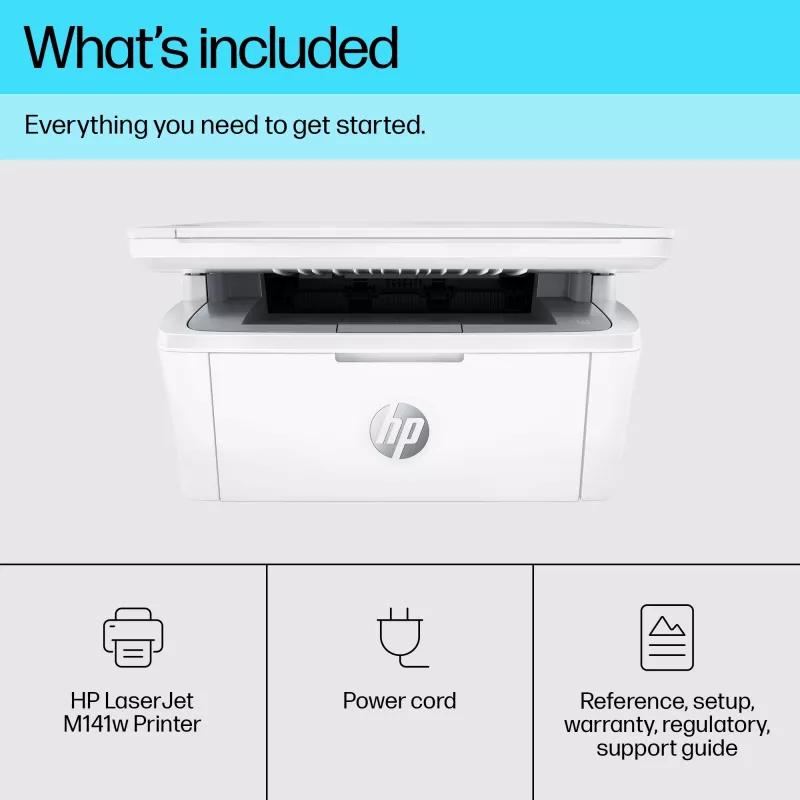 Multifunctionele laserprinter HP LaserJet MFP M140w — mono, 20 ppm, 600×600 DPI, A4, Wi‑Fi, Ethernet, wit