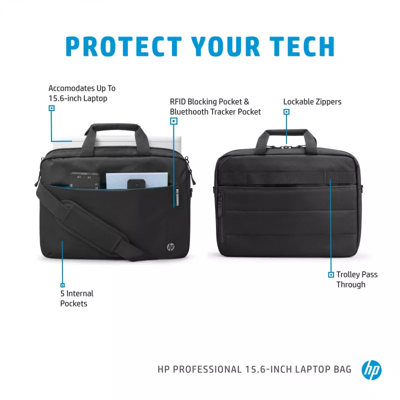 Laptoptas HP Professional 15,6 inch aktetas effen
