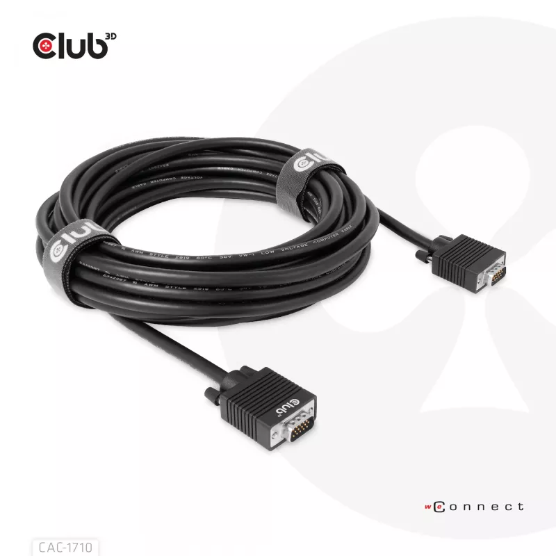 Club 3D CAC-1710 VGA-kabel HD-15 male/male, bidirectioneel, 10 m, 1080p, zwart