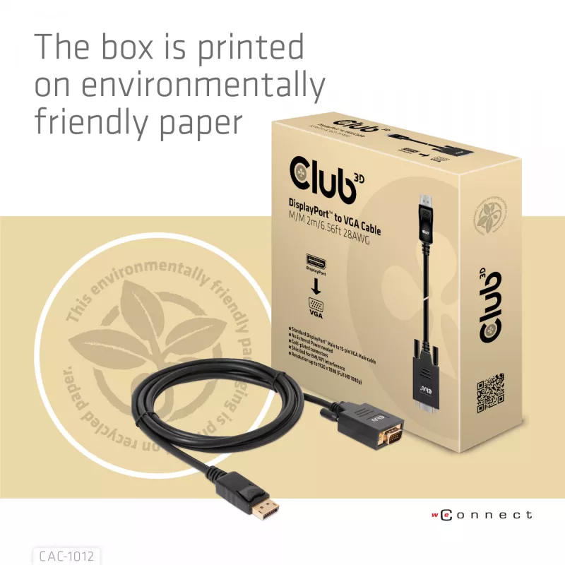 DisplayPort naar VGA-kabel M/M CLUB3D CAC-1012 2m