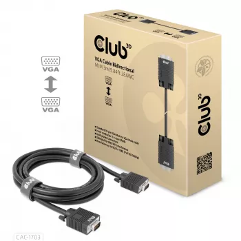 VGA-kabel, bidirectioneel, M/M, 3 m, 28AWG, CLUB3D CAC-1703