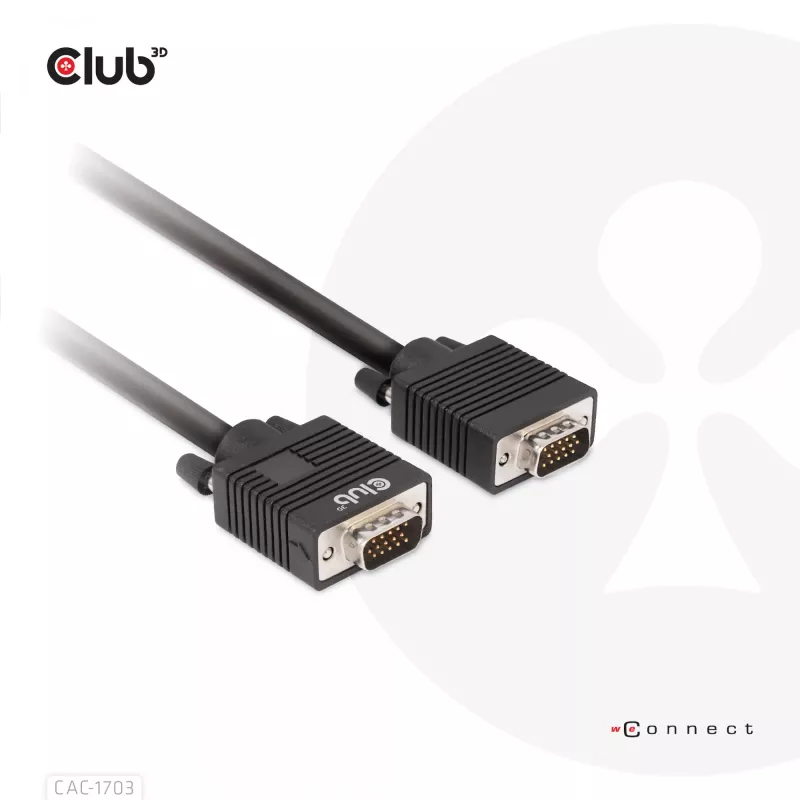 VGA-kabel, bidirectioneel, M/M, 3 m, 28AWG, CLUB3D CAC-1703