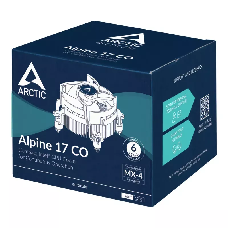 ARCTIC Alpine 17 CO processor-luchtkoeler 9,2 cm zwart, zilver 1 stuk