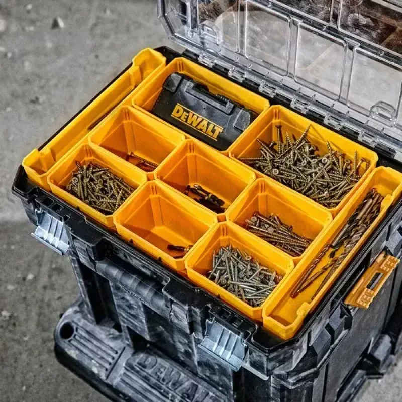 DeWALT DWST82968-1 TSTAK organizer, waterdicht en stofbestendig, 400×332×119 mm, zwart/oranje