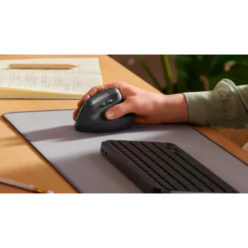 LOGITECH Lift verticale ergonomische muis - rechtshandig - draadloos - grafietzwart