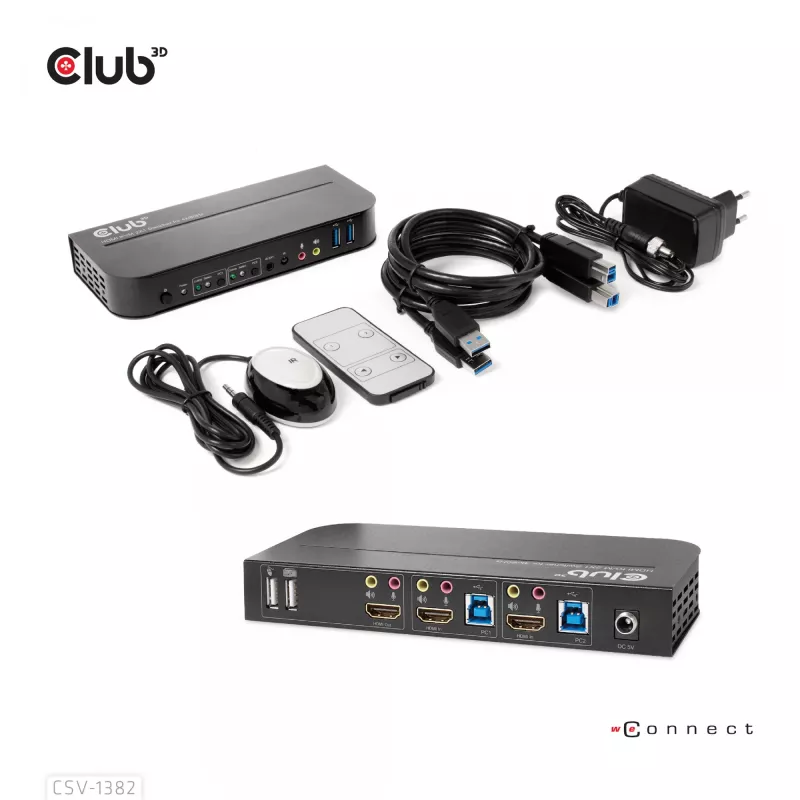 KVM-switch CLUB3D CSV-1382 dual HDMI 4K 60Hz USB