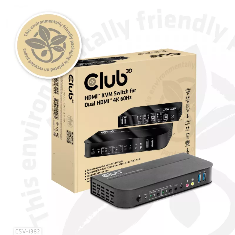 KVM-switch CLUB3D CSV-1382 dual HDMI 4K 60Hz USB