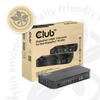 CLUB3D DisplayPort/HDMI KVM-switch voor dual DisplayPort 4K 60Hz