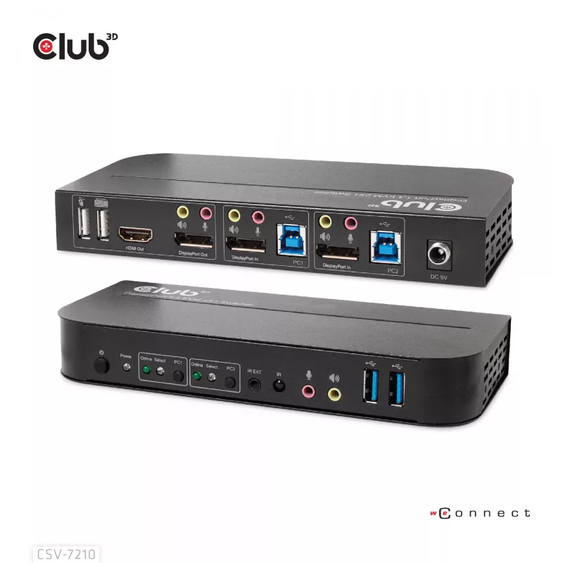 CLUB3D DisplayPort/HDMI KVM-switch voor dual DisplayPort 4K 60Hz