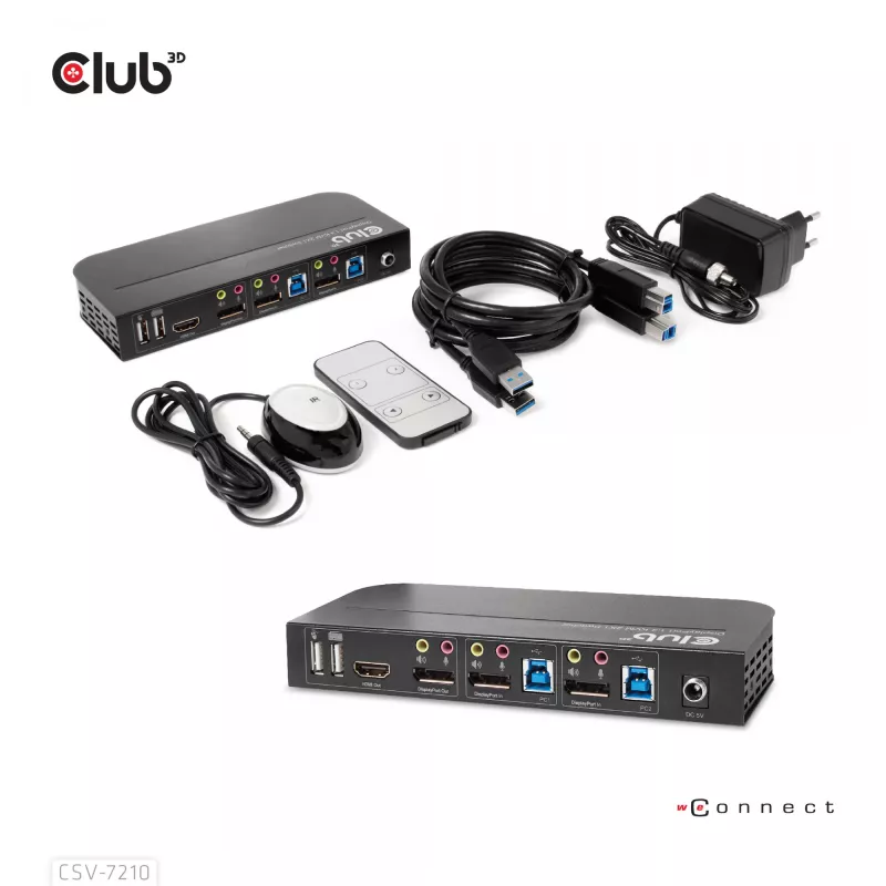 CLUB3D DisplayPort/HDMI KVM-switch voor dual DisplayPort 4K 60Hz