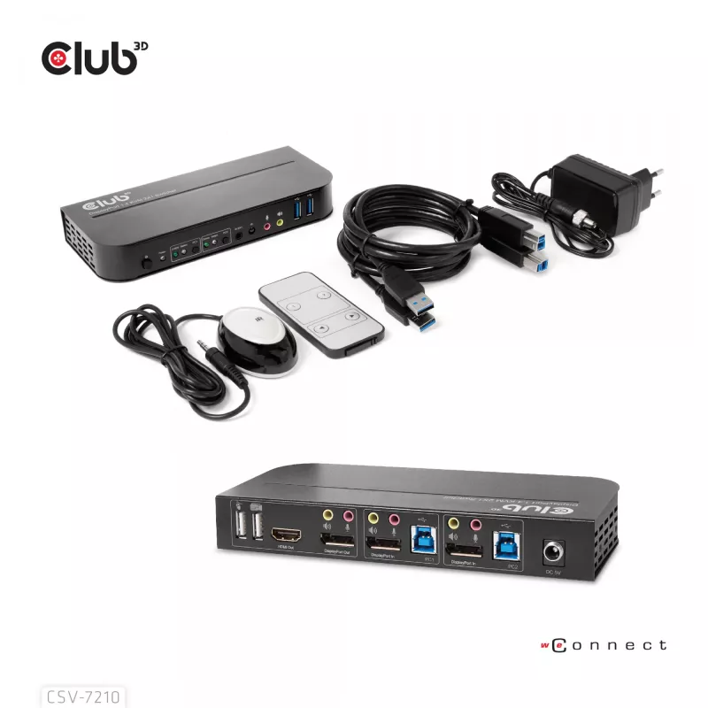 CLUB3D DisplayPort/HDMI KVM-switch voor dual DisplayPort 4K 60Hz