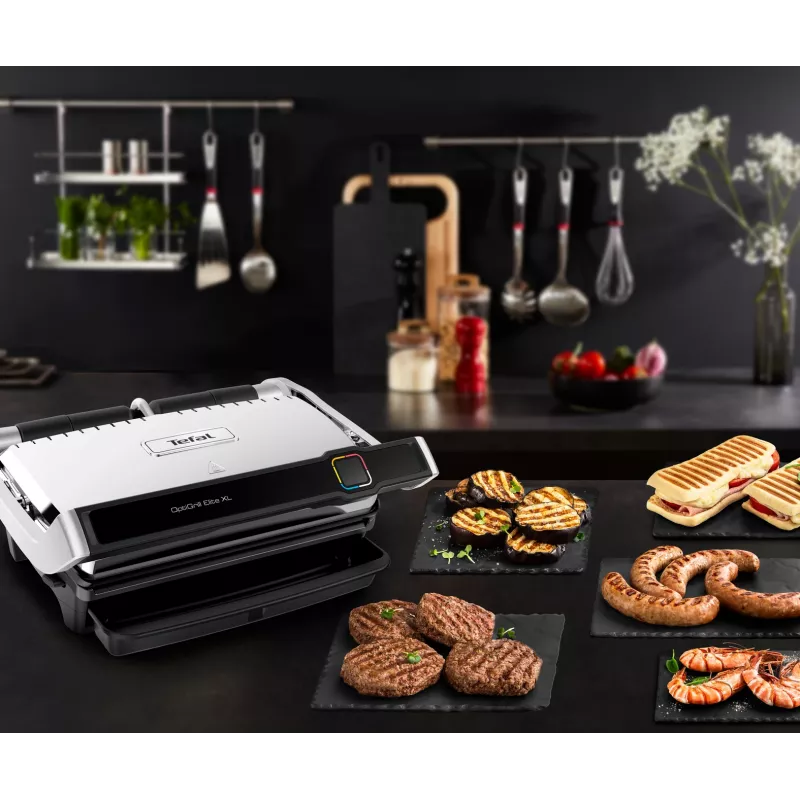 Contactgrill Tefal OptiGrill Elite XL GC760D roestvrij staal 2200W
