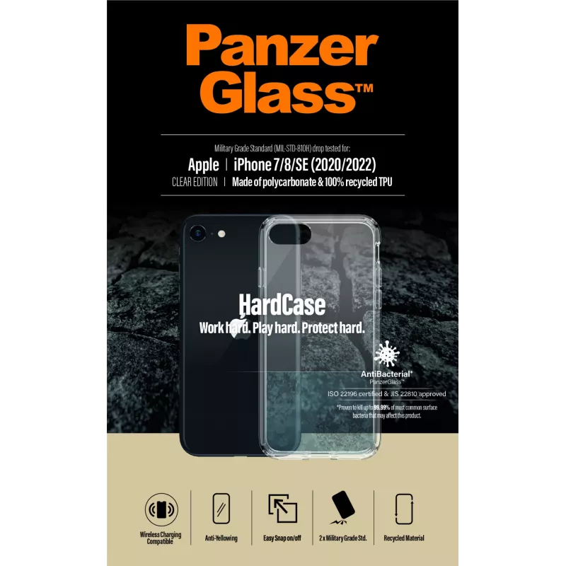 PanzerGlass ® HardCase iPhone SE (2020/2022) | 7 | 8, cover, Apple, Apple - iPhone SE 2022, Apple - iPhone SE 2020, transparant