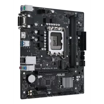 Moederbord ASUS PRIME H610M-R D4 — Intel H610, LGA 1700, Micro ATX, DDR4, 2 DIMM (tot 64 GB), M.2 & SATA III, USB Type-A