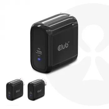 CLUB3D reisoplader 65W GAN-technologie, enkele poort USB Type-C, Power Delivery (PD) 3.0 ondersteuning