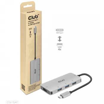 CLUB3D 4-poorts USB-A hub voor USB-C – 10 Gbps snelle overdracht