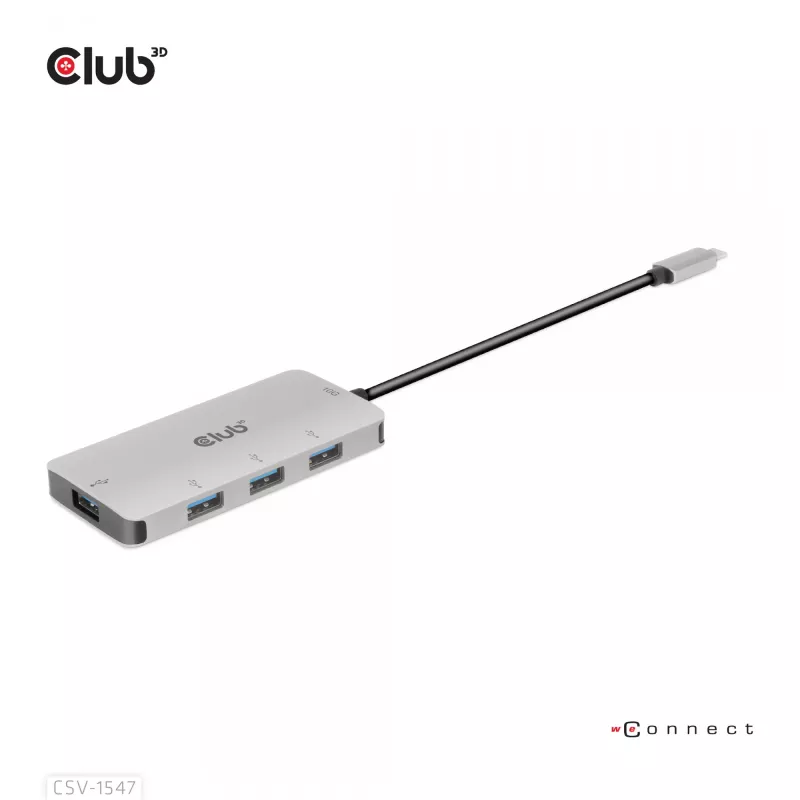 CLUB3D 4-poorts USB-A hub voor USB-C – 10 Gbps snelle overdracht