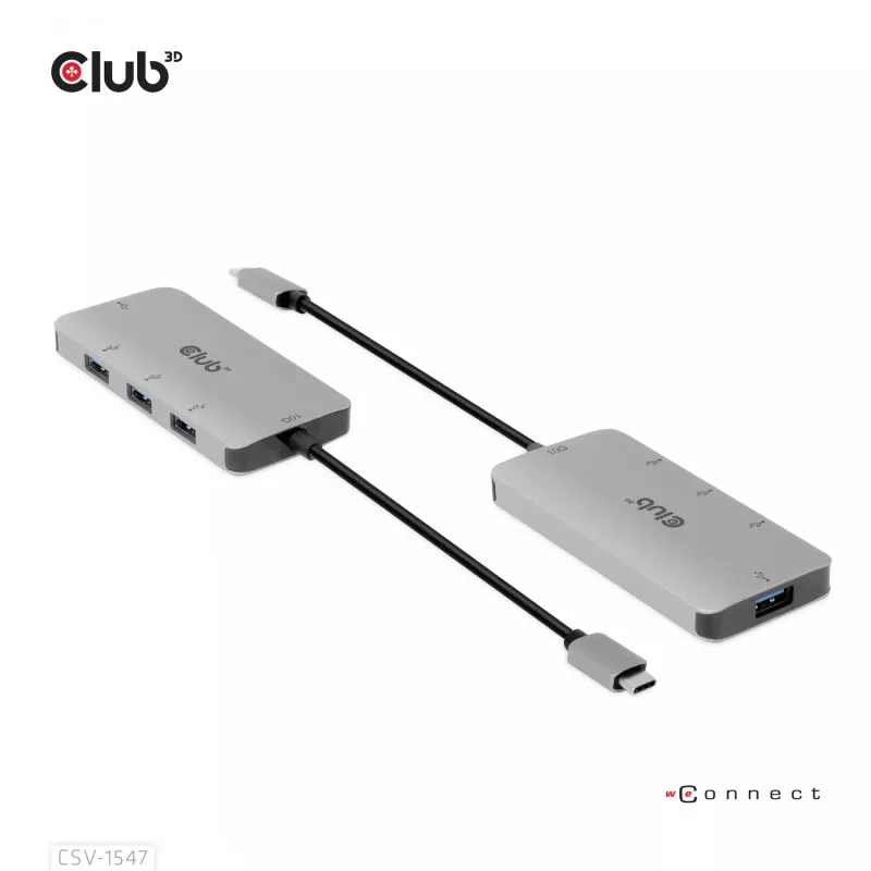 CLUB3D 4-poorts USB-A hub voor USB-C – 10 Gbps snelle overdracht