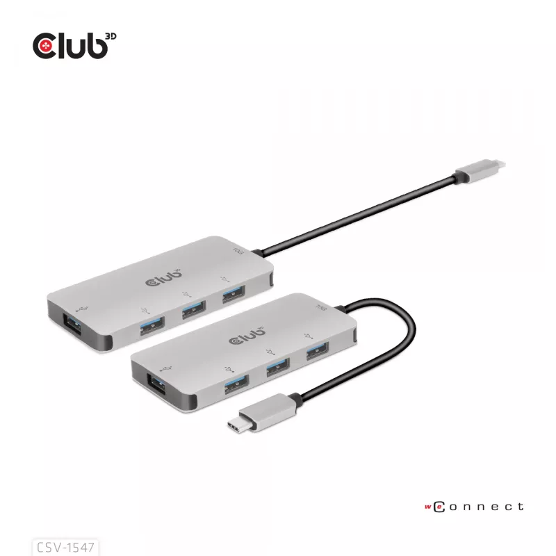 CLUB3D 4-poorts USB-A hub voor USB-C – 10 Gbps snelle overdracht