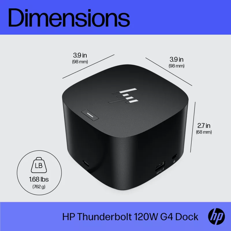HP Thunderbolt Dock 120W G4, bekabeld, Thunderbolt 4, zwart, Kensington, China, Thailand, Taiwan, zakelijk