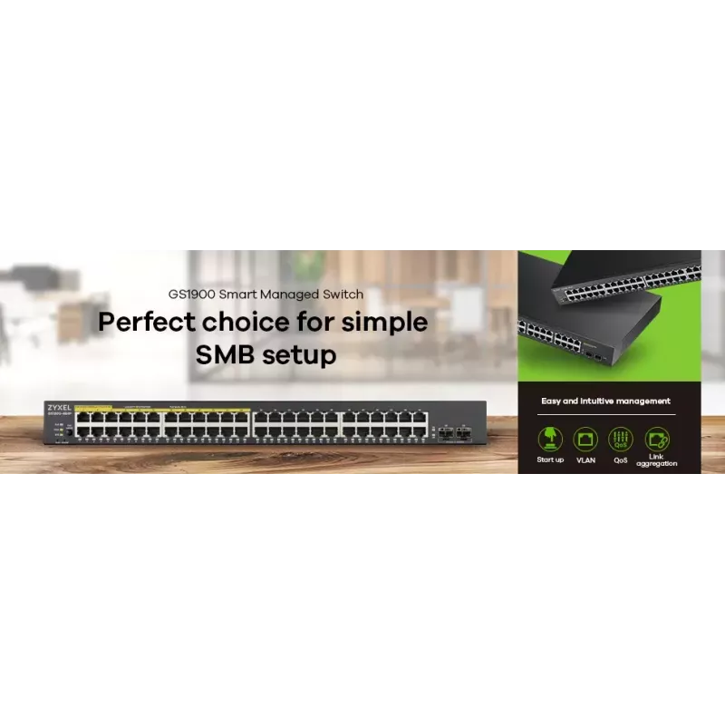 Zyxel GS1900-48-EU0102F netwerkswitch L2 Gigabit Ethernet (10/100/1000) zwart