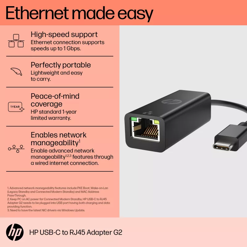 Adapter RJ-45 HP USB-C naar RJ45 Adapter G2