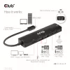 CLUB3D USB Gen1 Type-C, 6-in-1 hub met HDMI 8K30Hz, 2xUSB Type-A, RJ45 en 2xUSB Type-C, data- en PD-laden 100 watt